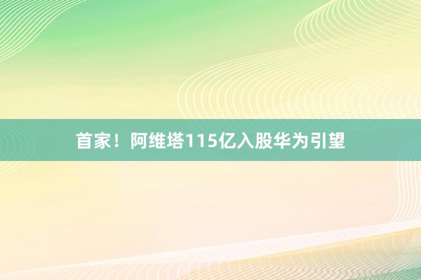 首家！阿维塔115亿入股华为引望